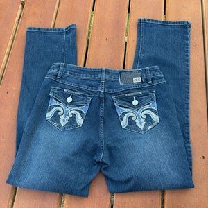One 5 One Dark Blue Straight Leg Jeans Cute Back Pockets